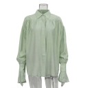 Blusa trasparente da donna con colletto Maniche lunghe Maniche a volant Materiale leggero e arioso Stile elegante per l'estate e il tempo 6