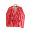 Blusa vermelha para senhora com cinto 1