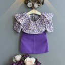Blusa y falda de flores para niñas 1