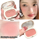 Blush pigmentado de cor sólida textura suave com acabamento aveludado embalagem oval compacta com espelho cores suaves de longa duração 4