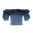 Bluză din denim pentru femei 1