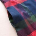 Bluză lungă pentru femei cu model în carouri, potrivită pentru a fi purtată și ca rochie, decolteu rotund, buzunare pe piept și laterale, mâneci 5