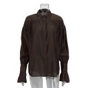 Bluză translucidă lejeră pentru femei, cu guler, mânecă lungă, mâneci cu volane, material ușor și vaporos, stil elegant pentru vară și timp liber 5