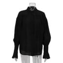 Bluză translucidă lejeră pentru femei, cu guler, mânecă lungă, mâneci cu volane, material ușor și vaporos, stil elegant pentru vară și timp 2