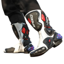 Bocanci de motocicletă unisex înalți cu protecție negri din cauciuc, piele fibrosă, PVC, PU, EVA, cauciuc, construcție solidă pentru mersul pe motocicletă 5