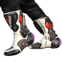 Bocanci de motocicletă unisex înalți cu protecție negri din cauciuc, piele fibrosă, PVC, PU, EVA, cauciuc, construcție solidă pentru mersul pe motocicletă 6
