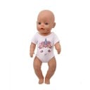 Bodies brancos para boneca até 43 cm com estampas de unicórnio ou sereia Mangas curtas Roupa de tecido para brincar e vestir 5