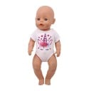 Bodies brancos para boneca até 43 cm com estampas de unicórnio ou sereia Mangas curtas Roupa de tecido para brincar e vestir 6