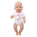 Bodies brancos para boneca até 43 cm com estampas de unicórnio ou sereia Mangas curtas Roupa de tecido para brincar e vestir 7