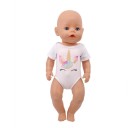 Body alb pentru păpușă de până la 43 cm cu imprimeu cu unicorn sau sirenă Mâneci scurte Costum din material textil pentru joacă și schimbat 1