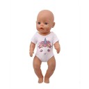 Body alb pentru păpușă de până la 43 cm cu imprimeu cu unicorn sau sirenă Mâneci scurte Costum din material textil pentru joacă și schimbat 5