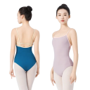 Body da ballo per donna con spalline, scollatura rotonda, schiena incrociata, materiale in poliestere ed elastan, per balletto 9