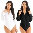 Body de camisa feminino com mangas longas 1