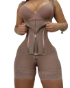 Body de compressão feminino com dupla camada Corset modelador com fecho de ganchos e zip Têxtil modelador para afinar a cintura e levantar os seios 2