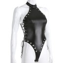Body en cuir noir pour femmes B723 3