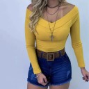 Body en tricot pour femmes avec épaules dénudées 1