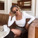 Body lavorato a maglia da donna con scollo quadrato 3