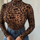 Body leopardato da donna con maniche lunghe B776 2