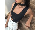Body noir sans manches pour femmes 2