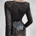 Body preto de leopardo para senhora 5