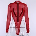 Body transparent pour femmes à manches longues B817 1