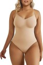 Bodys sin tirantes elásticos sin costuras para mujer Camiseta sin mangas moldeadora de cuerpo para mujer Bodys moldeadores con corte de tanga Ropa interior adelgazante sin costuras 3