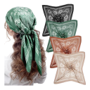 Boho 70 x 70 cm foulard quadrato per testa Effetto seta Fascia da donna Copricapo informale primavera estate accessorio alla moda 4