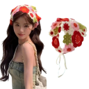 Boho Crocheted Triangle Scarf Flower Design Spring Summer Hair Scarf for Women Lightweight Cute Head Covering for Travel 2