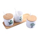 Boîte à épices avec motif de plantes 3 pièces 2