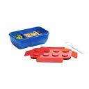 Boîte à lunch 1050 ml, design en blocs de construction, boîte à bento avec fourchette, deux compartiments, boîte à lunch verrouillable, boîte 4