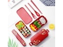 Boîte bento à deux niveaux avec cloison Couvercle avec motif floral et clips latéraux Capacité de 750 ml En plastique 16,8 x 8,3 x 7,4 cm 5