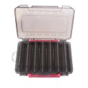 Boîte de rangement double face pour hameçons et appâts 19,5 x 13,5 x 3,5 cm Boîte portable compacte avec compartiments Organisateur pour accessoires de pêche Boîte en plastique rigide pour équipement de pêche 3