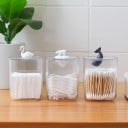 Boks til vatpinde og tamponer med dyrefigur på låget Gennemsigtig beholder af akryl og plast Mål 13 x 9 cm Til badeværelset 4