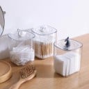 Boks til vatpinde og tamponer med dyrefigur på låget Gennemsigtig beholder af akryl og plast Mål 13 x 9 cm Til badeværelset 7