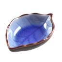 Bol ceramic 10 x 7,5 x 3 cm, farfurie mică pentru sos de soia și oțet, glazură de gheață, model frunze, ustensile de bucătărie 2