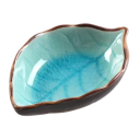 Bol ceramic 10 x 7,5 x 3 cm, farfurie mică pentru sos de soia și oțet, glazură de gheață, model frunze, ustensile de bucătărie 1