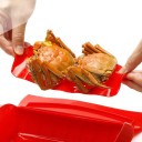 Bol de aburire din silicon 24,5 x 19 x 11 cm Recipient de bucătărie pentru gătit la abur Gătit sănătos în cuptorul cu microunde sau oală Silicon rezistent la căldură 3