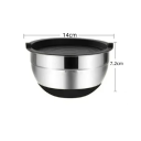 Bol de acero inoxidable para mezclar de 14 x 7,2 cm con tapa Junta de plástico Fondo de silicona antideslizante Utensilios de cocina Bol para cocinar 2