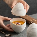 Bol en céramique en forme d'œuf avec couvercle 10 cm de diamètre 7,3 cm bol blanc pour aliments et petits objets utilisation décorative 2