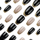 Bold French Manicure 24 pcs Adhesive Artificial Nails for Home Use Square Shape with Clean Contrasting Design 2