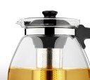 Bollitore in vetro con filtro in acciaio inox per tè sfuso Vetro trasparente e manico nero Per preparare e servire tè 3