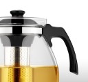 Bollitore in vetro con filtro in acciaio inox per tè sfuso Vetro trasparente e manico nero Per preparare e servire tè 4