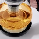 Bollitore in vetro con filtro in acciaio inox per tè sfuso Vetro trasparente e manico nero Per preparare e servire tè 5