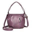 Bolsa arredondada para senhora, tanto para a mão como para o ombro Alça curta Alça ajustável Borda superior franzida Bolso frontal 5