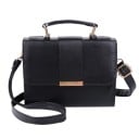 Bolsa crossbody feminina com aba e alça curta Bolsa retangular para usar ao ombro ou na mão Correia com fecho Pele PU e poliéster 20 x 15 x 7 1