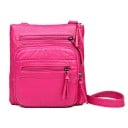 Bolsa crossbody feminina com vários bolsos com fecho Bolsa de ombro em pele PU e algodão Aparência de pele amassada Dimensões 25 x 23 x 5 3