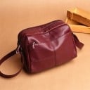 Bolsa crossbody para mujer con múltiples compartimentos con cremallera Bolsillo frontal Correa ajustable Costura decorativa Cuero PU 24 x 4
