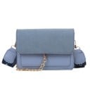 Bolsa crossbody pequena para senhora com klopa Mosquetão metálico e corrente decorativa Alça larga com padrão em pele PU 20 x 6,5 x 13 cm 3