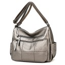 Bolsa cruzada para mujer de cuero sintético Dos bolsillos frontales con cremallera Bolsillos laterales Diseño acolchado Correa ajustable 1
