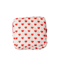 Bolsa de almacenamiento portátil para compresas y tampones 12,5 x 5 x 12,5 cm Organizador de gran capacidad Bolsa de poliéster con corazones 2